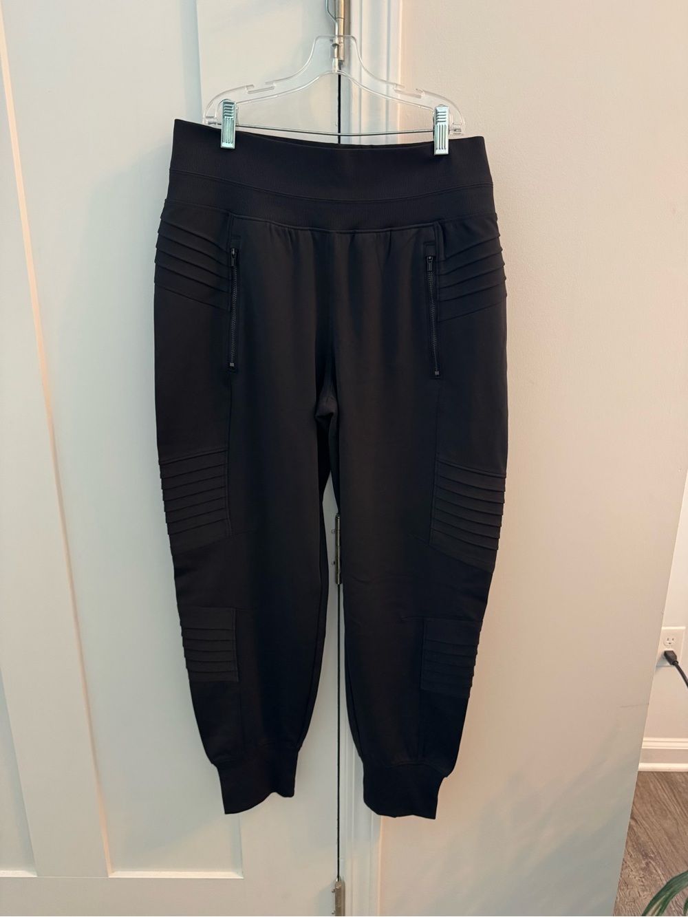 Athleta Black Jogger Pants with Rib Detailing